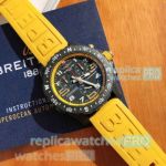 Swiss Replica Breitling Endurance Pro 44 Watch Black Chronograph Dial Yellow Rubber Strap